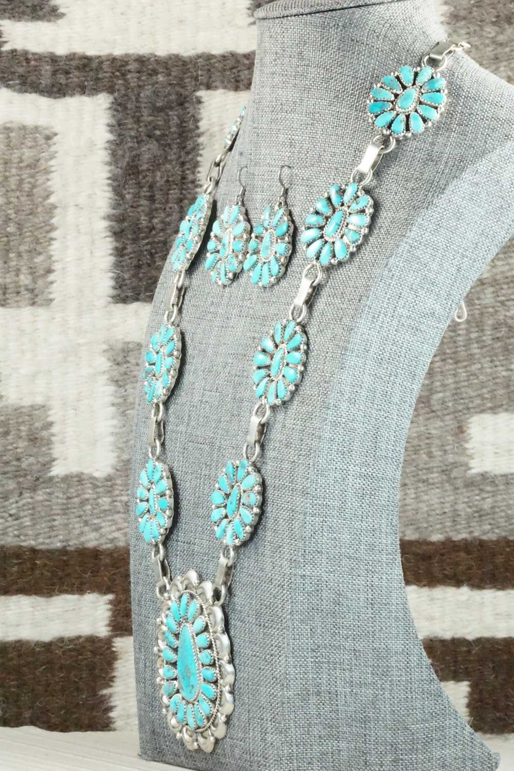Turquoise & Sterling Silver Necklace and Earrings - Justina Wilson
