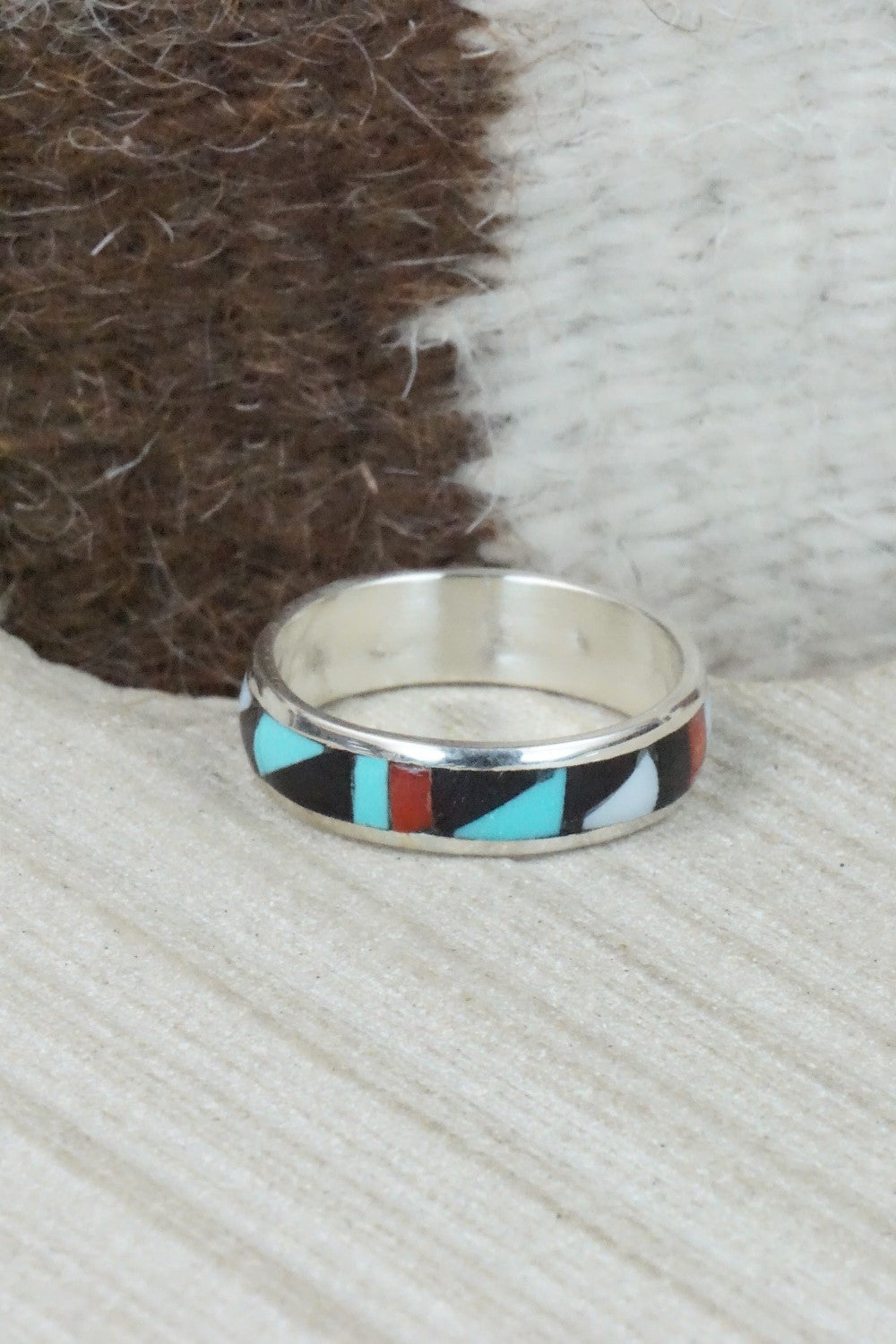 Multi Stone & Sterling Silver Inlay Ring - Rodney Lalio - Size 10.75