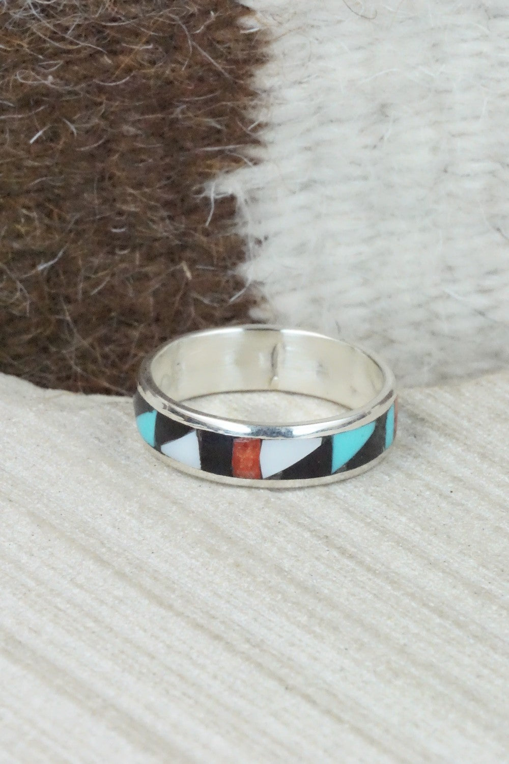 Multi Stone & Sterling Silver Inlay Ring - Rodney Lalio - Size 10.75