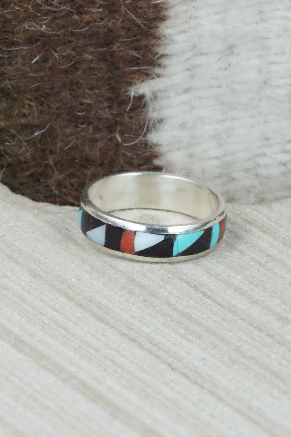 Multi Stone & Sterling Silver Inlay Ring - Rodney Lalio - Size 10.75