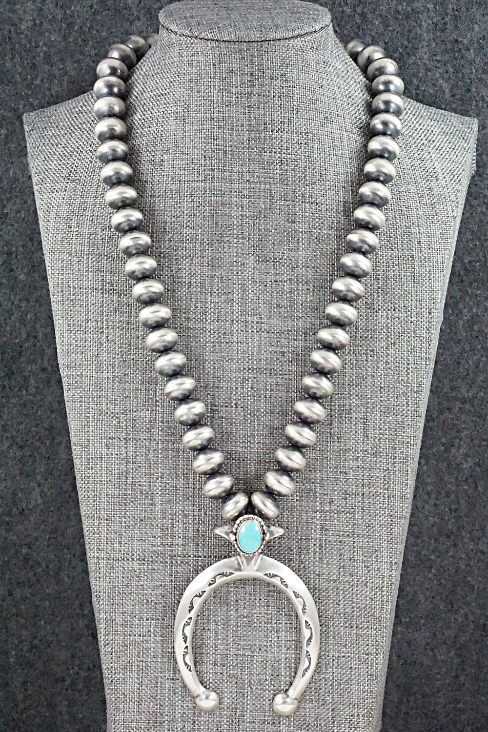 Turquoise & Sterling Silver Navajo Pearl Necklace - Jan Mariano
