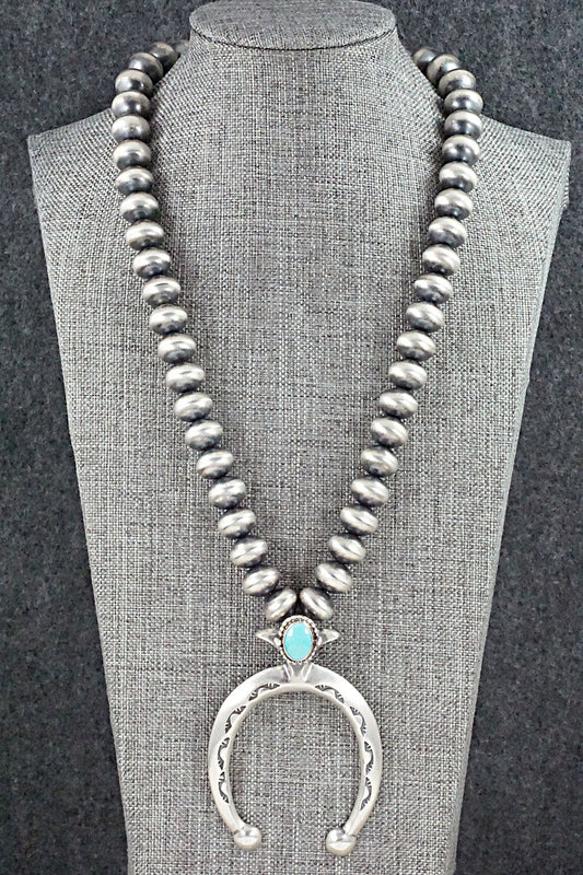 Turquoise & Sterling Silver Navajo Pearl Necklace - Jan Mariano