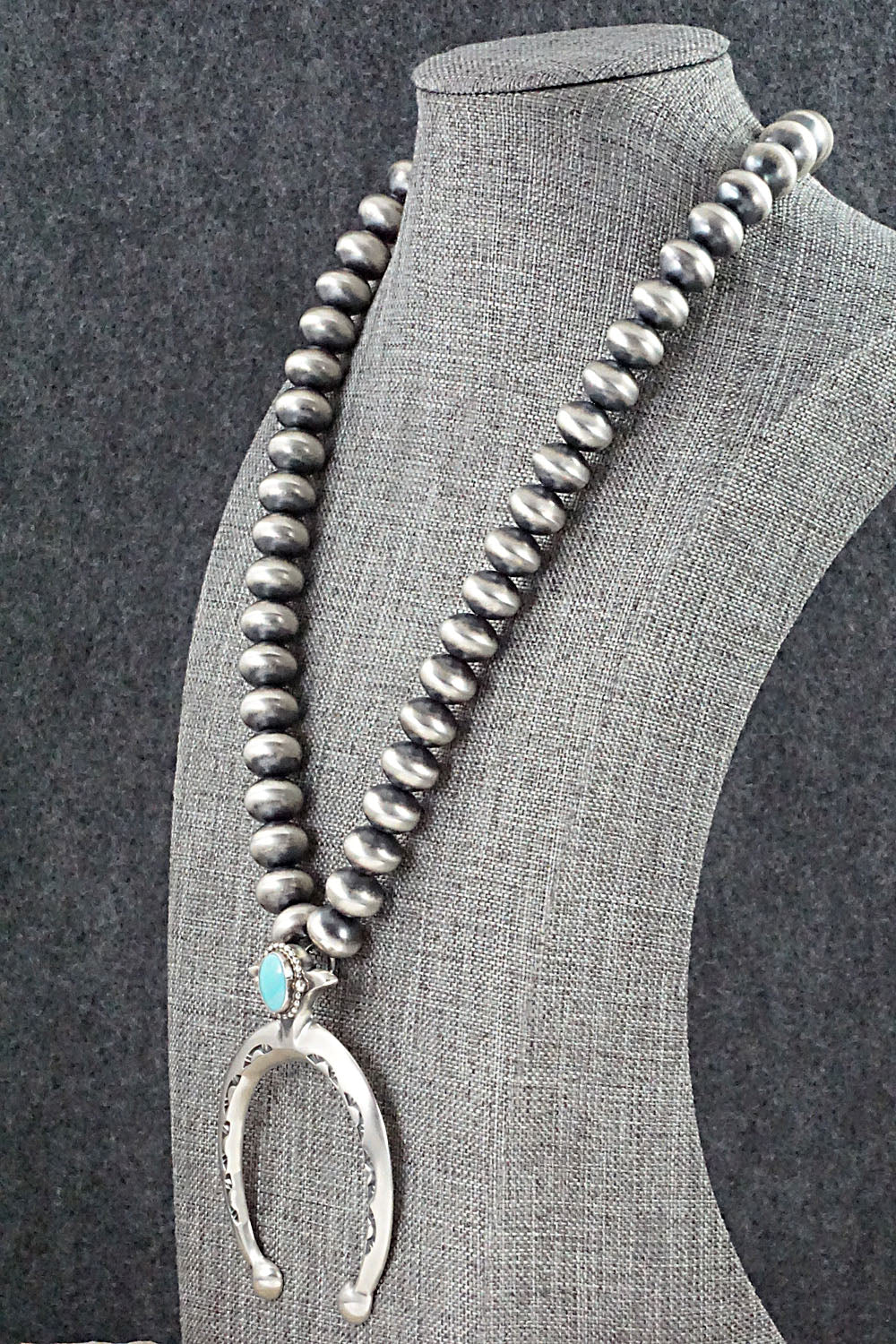 Turquoise & Sterling Silver Navajo Pearl Necklace - Jan Mariano