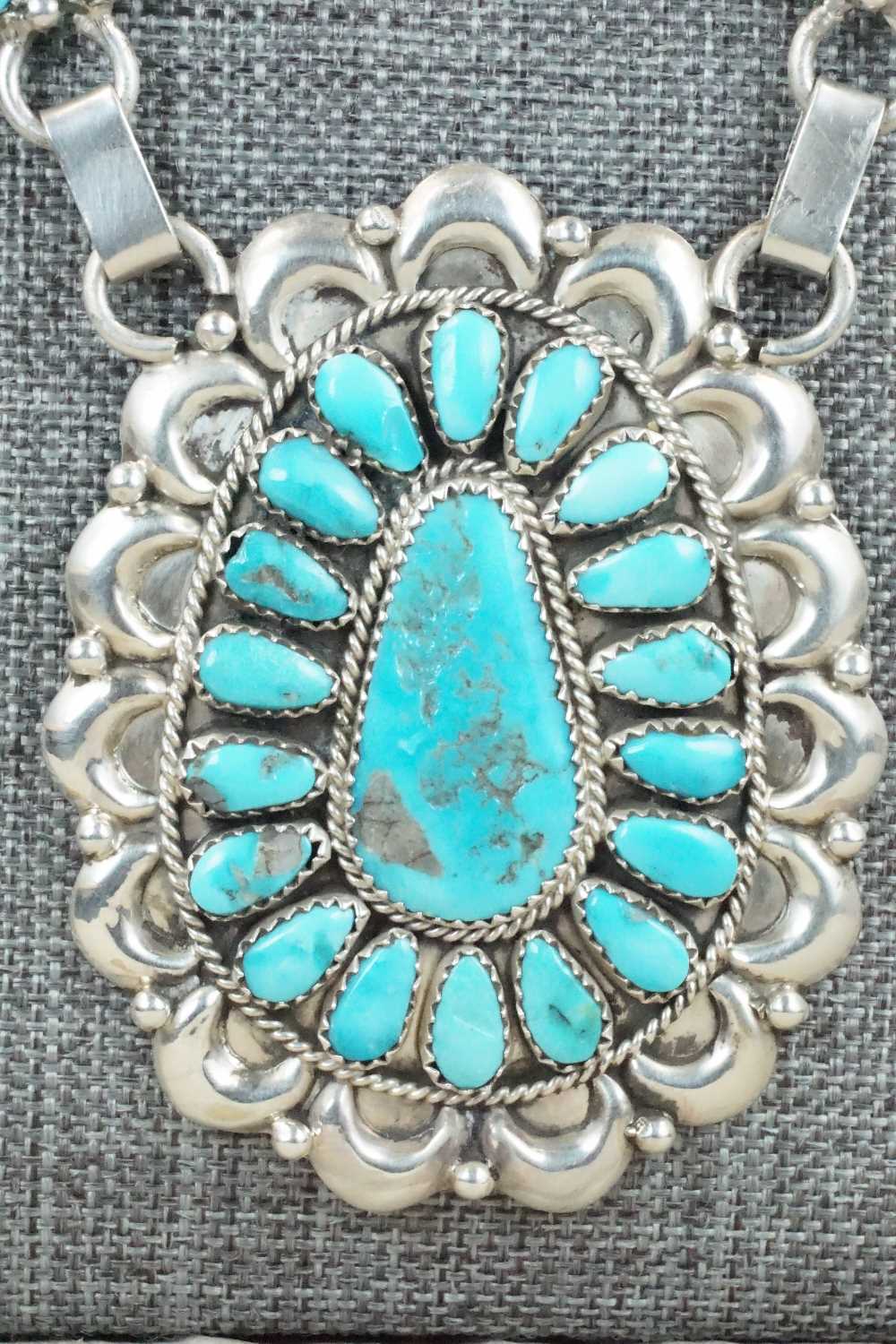 Turquoise & Sterling Silver Necklace and Earrings - Justina Wilson
