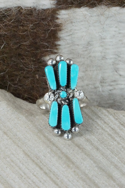 Turquoise & Sterling Silver Ring - Carlene Hattie - Size 6.5