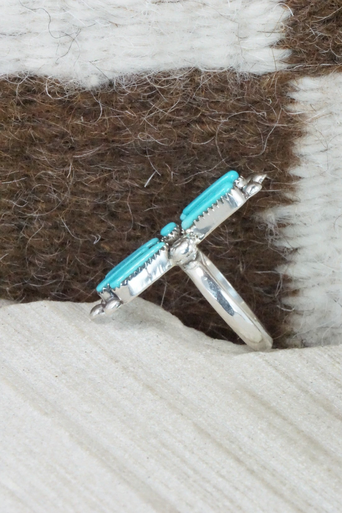 Turquoise & Sterling Silver Ring - Carlene Hattie - Size 6.5
