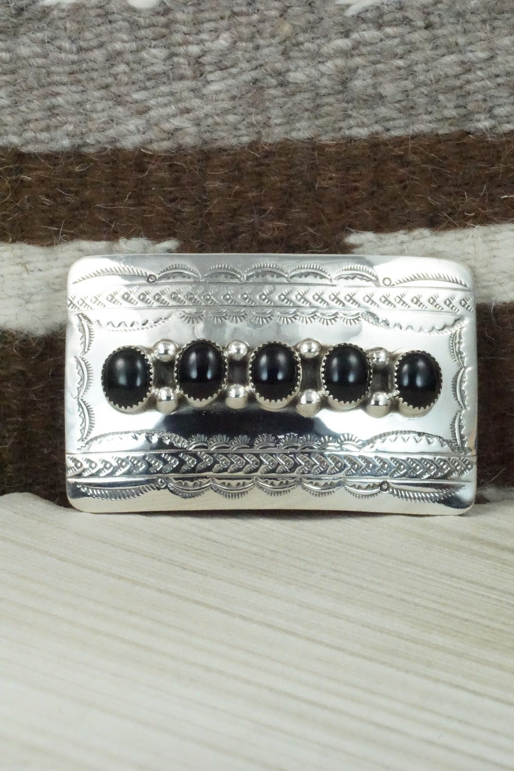 Onyx and Sterling Silver Belt Buckle - Wilbur Myers