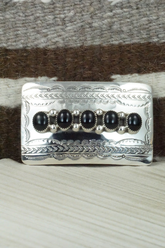 Onyx and Sterling Silver Belt Buckle - Wilbur Myers