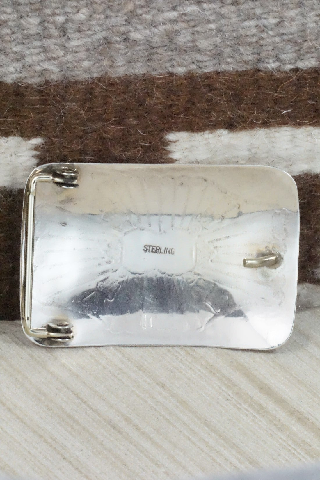 Turquoise, Coral & Sterling Silver Belt Buckle - Joann Silver