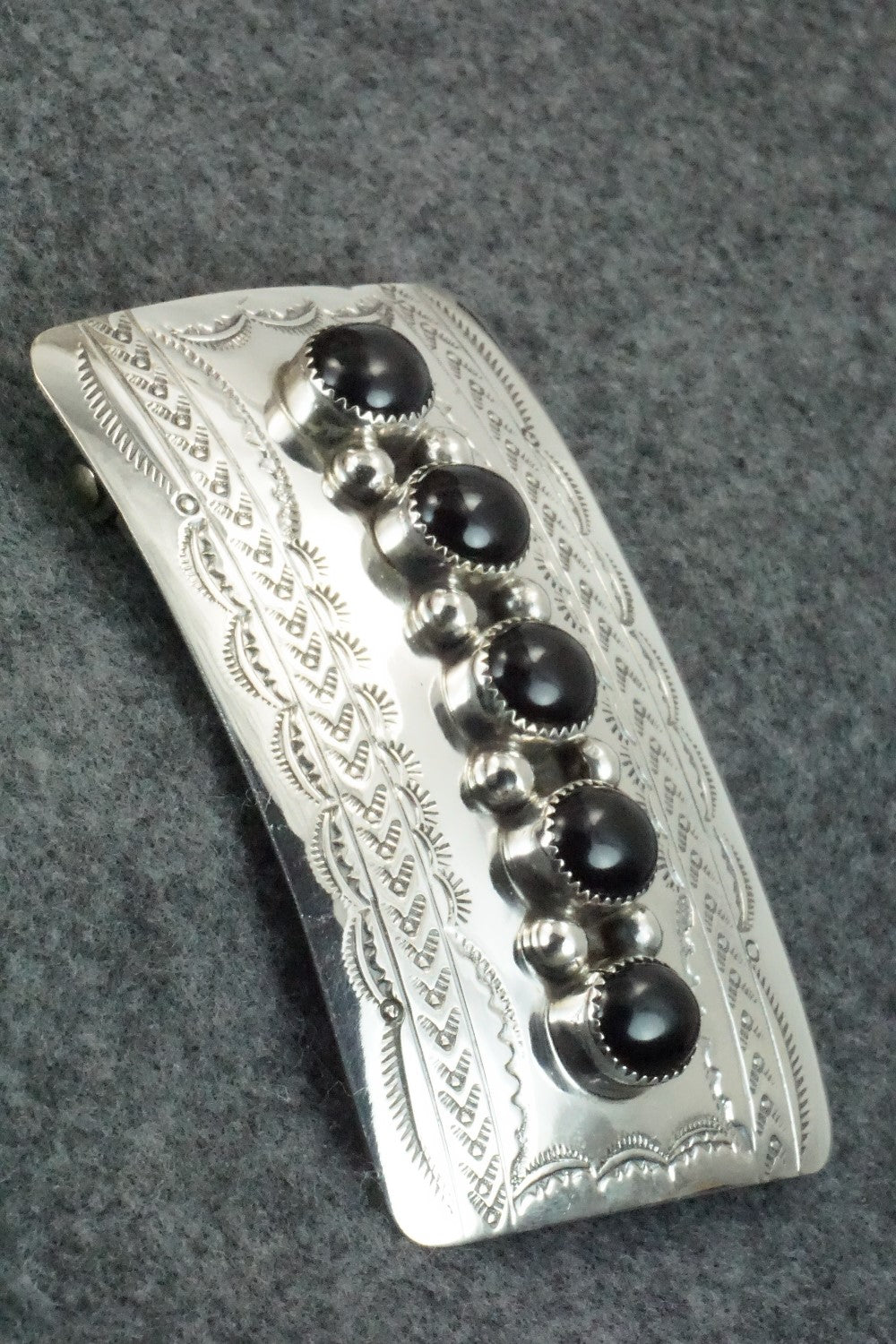 Onyx and Sterling Silver Belt Buckle - Wilbur Myers