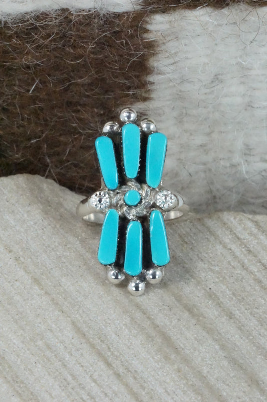 Turquoise & Sterling Silver Ring - Carlene Hattie - Size 6.25