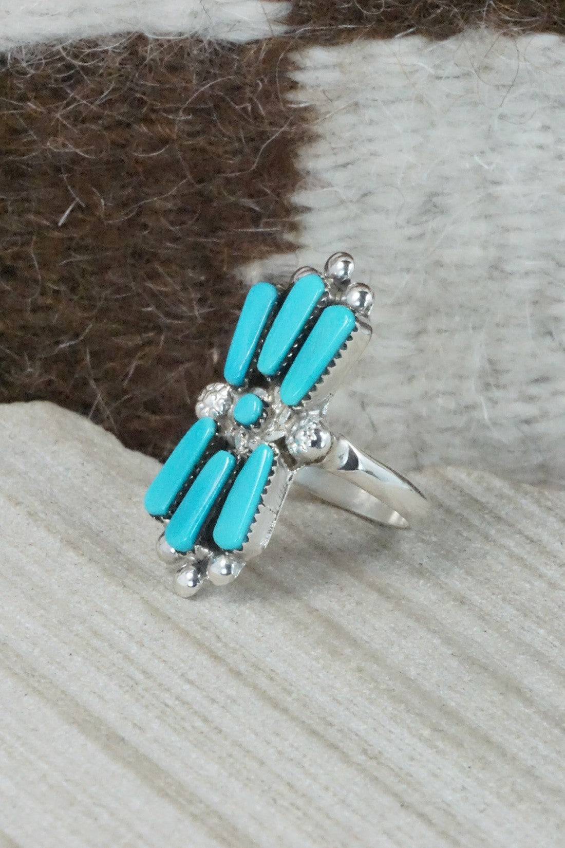 Turquoise & Sterling Silver Ring - Carlene Hattie - Size 6.25