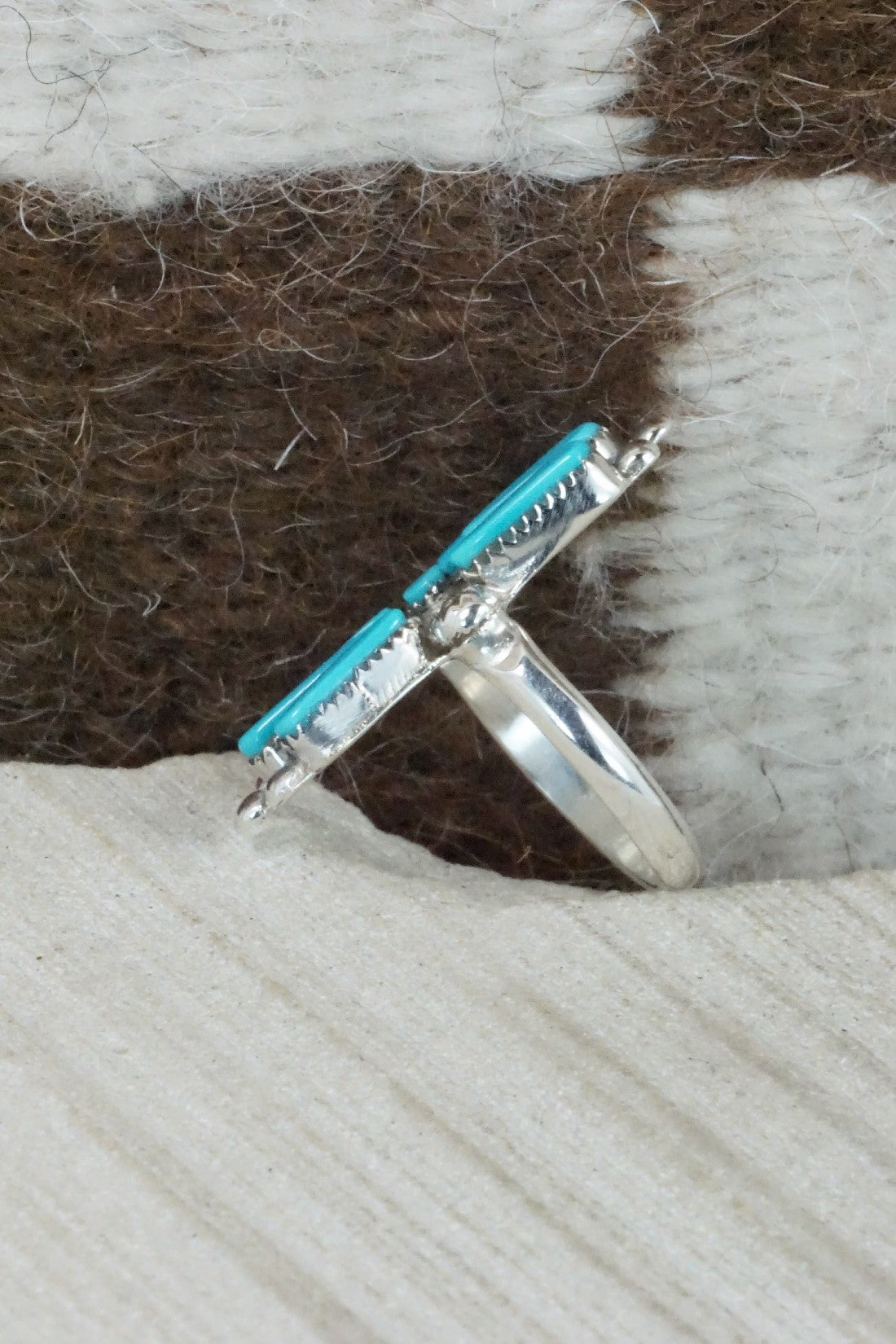 Turquoise & Sterling Silver Ring - Carlene Hattie - Size 6.25