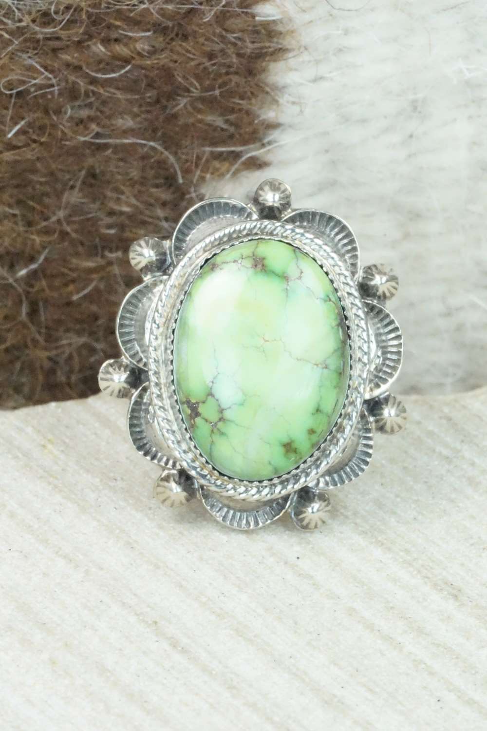 Turquoise & Sterling Silver Ring - Tom Lewis - Size 6.5