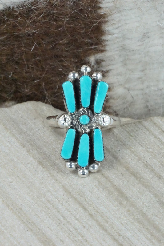 Turquoise & Sterling Silver Ring - Carlene Hattie - Size 8.25
