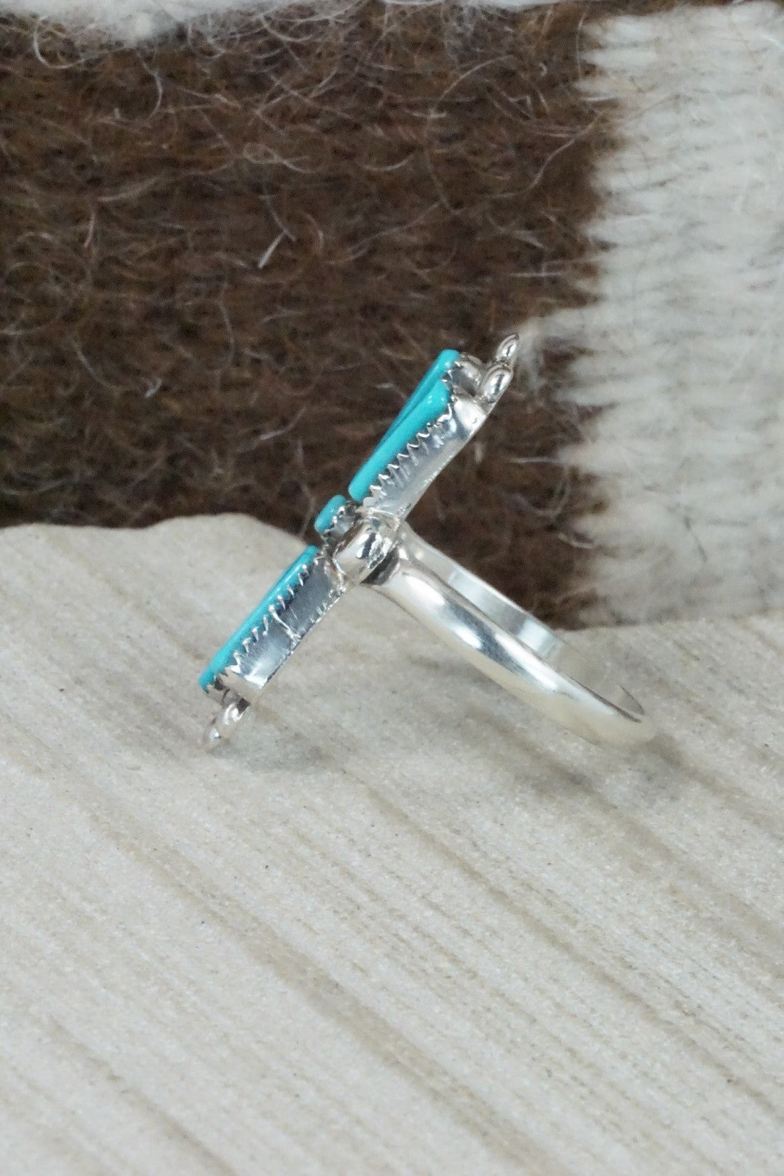 Turquoise & Sterling Silver Ring - Carlene Hattie - Size 8.25