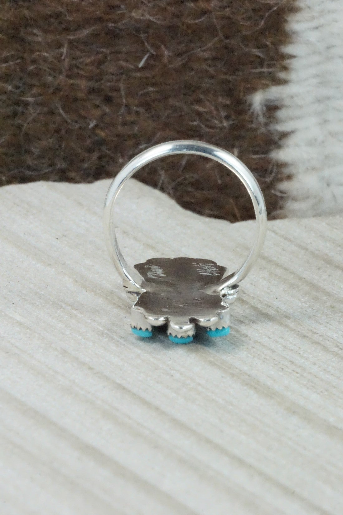 Turquoise & Sterling Silver Ring - Carlene Hattie - Size 8.25