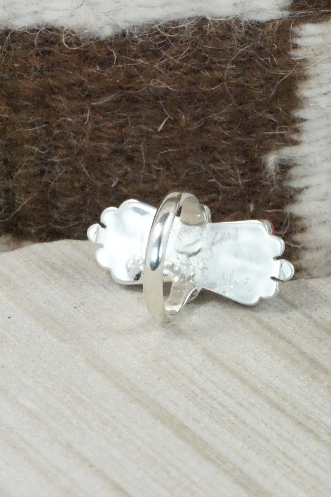 Coral & Sterling Silver Ring - Carlene Hattie - Size 5.75