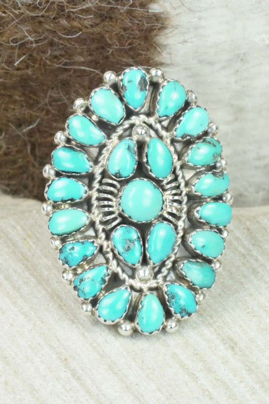 Turquoise and Sterling Silver Ring - Eunise Wilson - Size 8