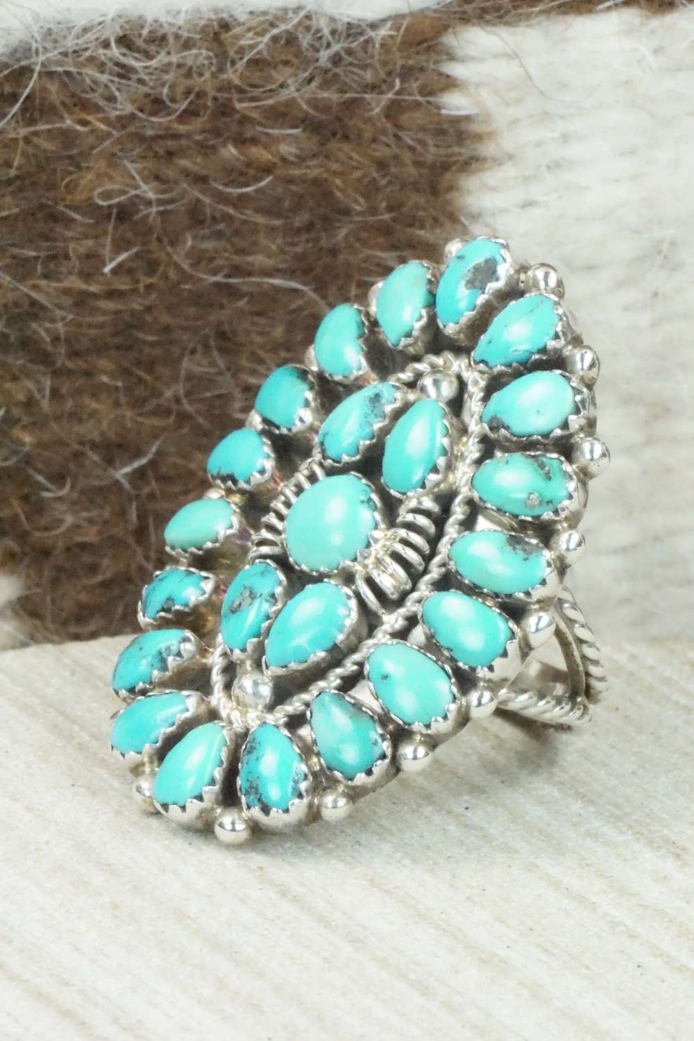 Turquoise and Sterling Silver Ring - Eunise Wilson - Size 8