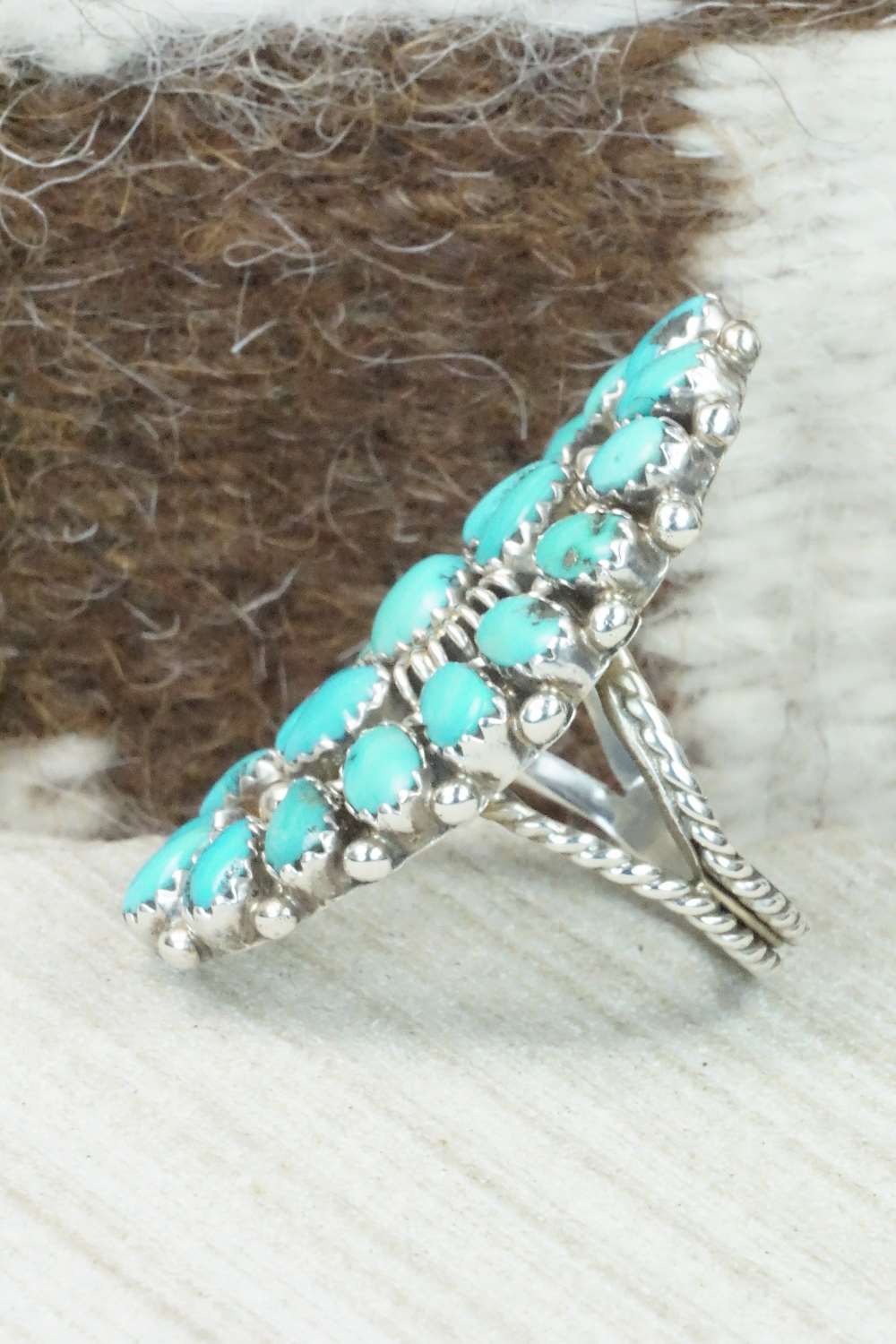 Turquoise and Sterling Silver Ring - Eunise Wilson - Size 8