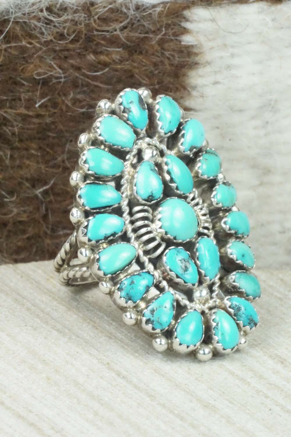 Turquoise and Sterling Silver Ring - Eunise Wilson - Size 8