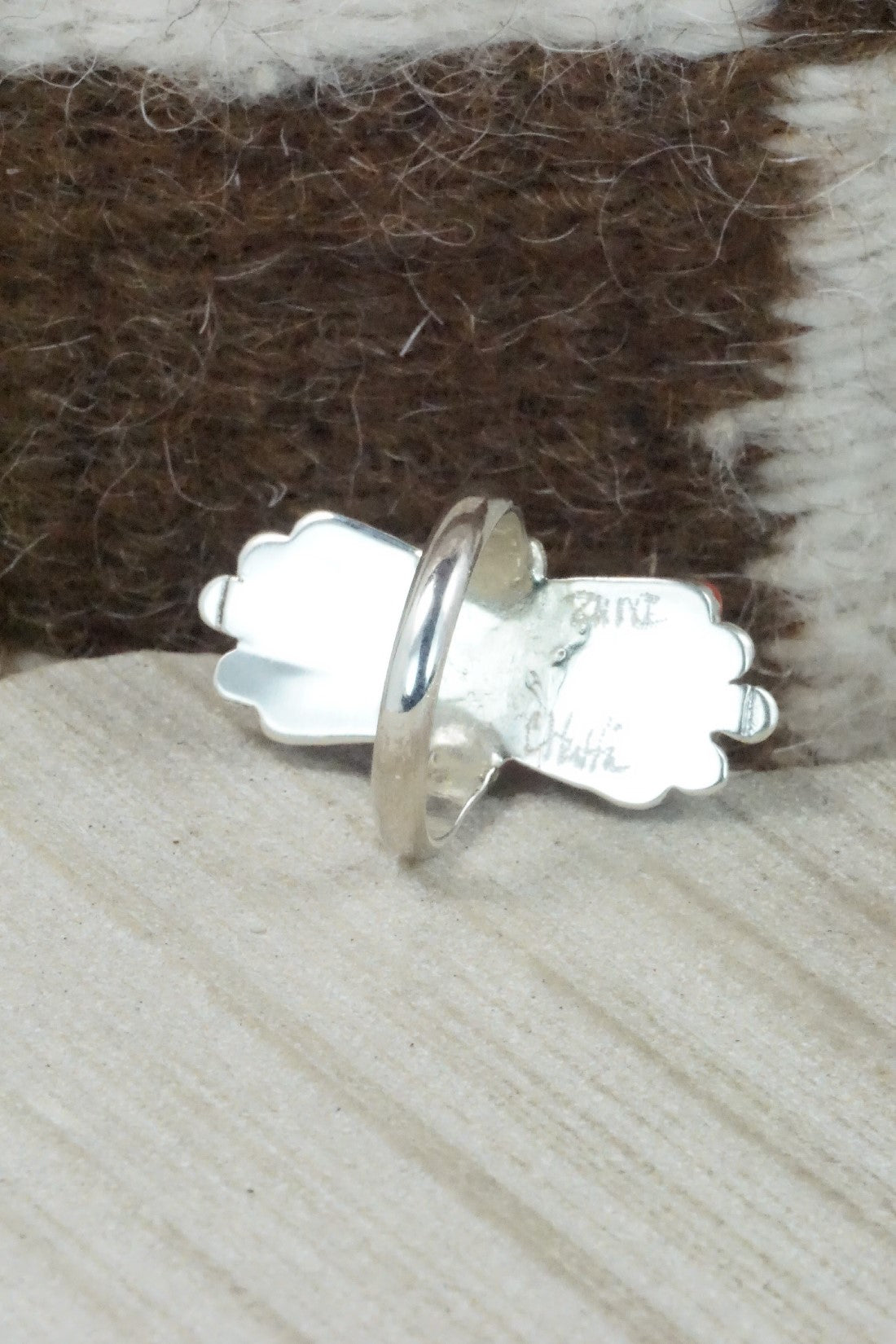 Coral & Sterling Silver Ring - Carlene Hattie - Size 6.25