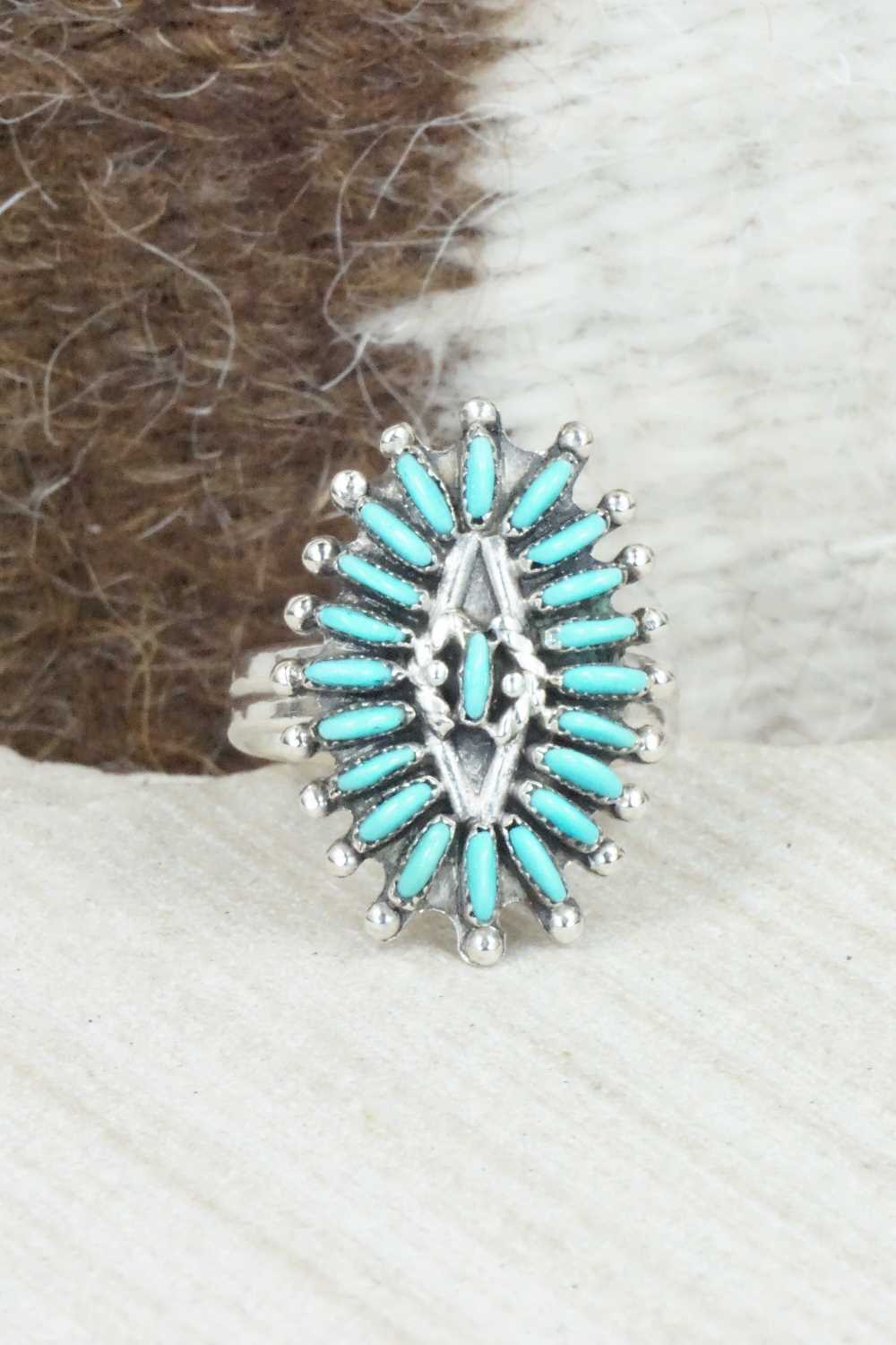 Turquoise & Sterling Silver Ring - Connie Wyaco - Size 6.5