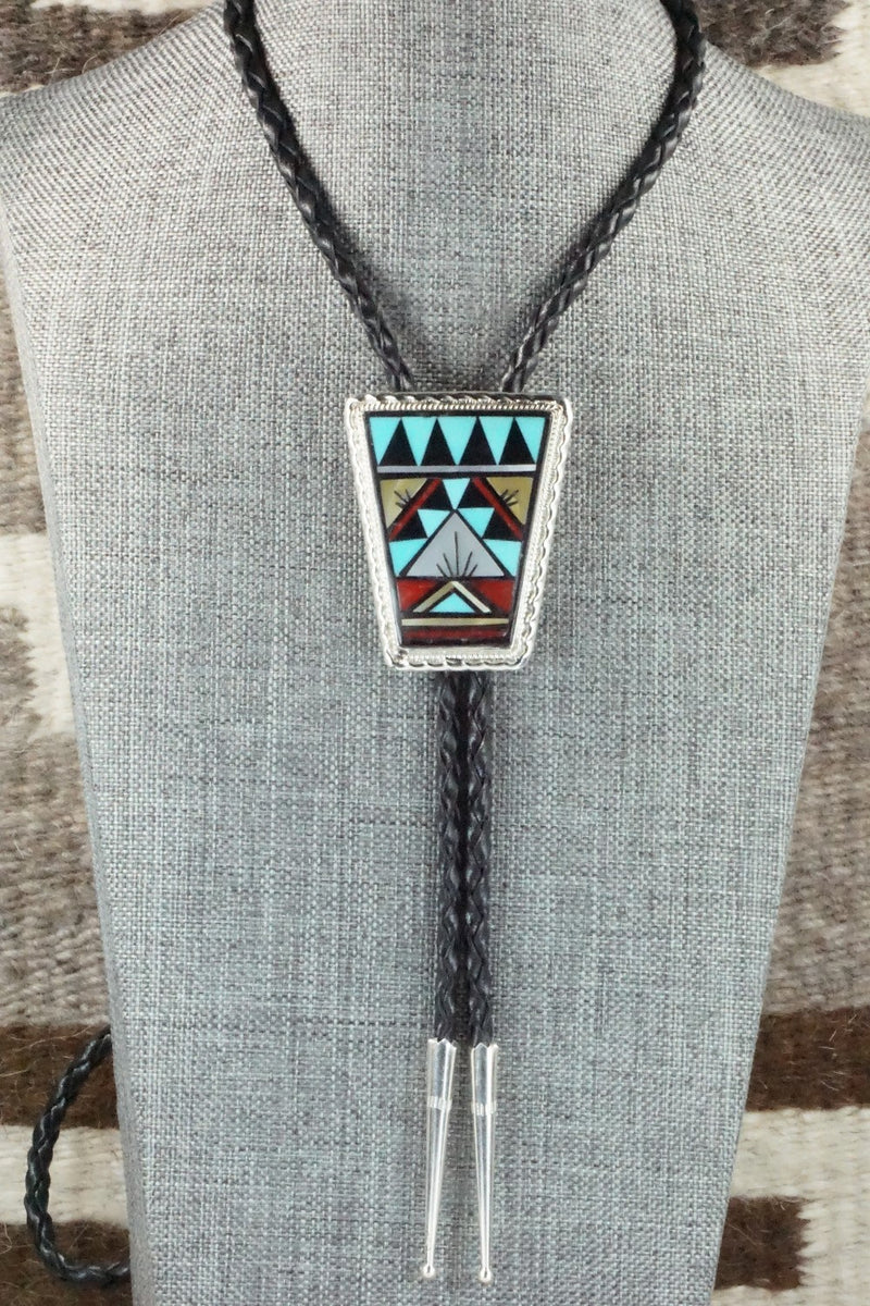 Multi Stone & Sterling Silver Inlay Bolo Tie - Rydell Yuselew