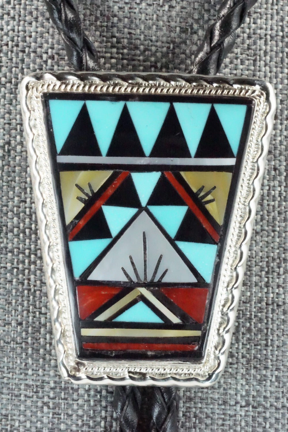 Multi Stone & Sterling Silver Inlay Bolo Tie - Rydell Yuselew