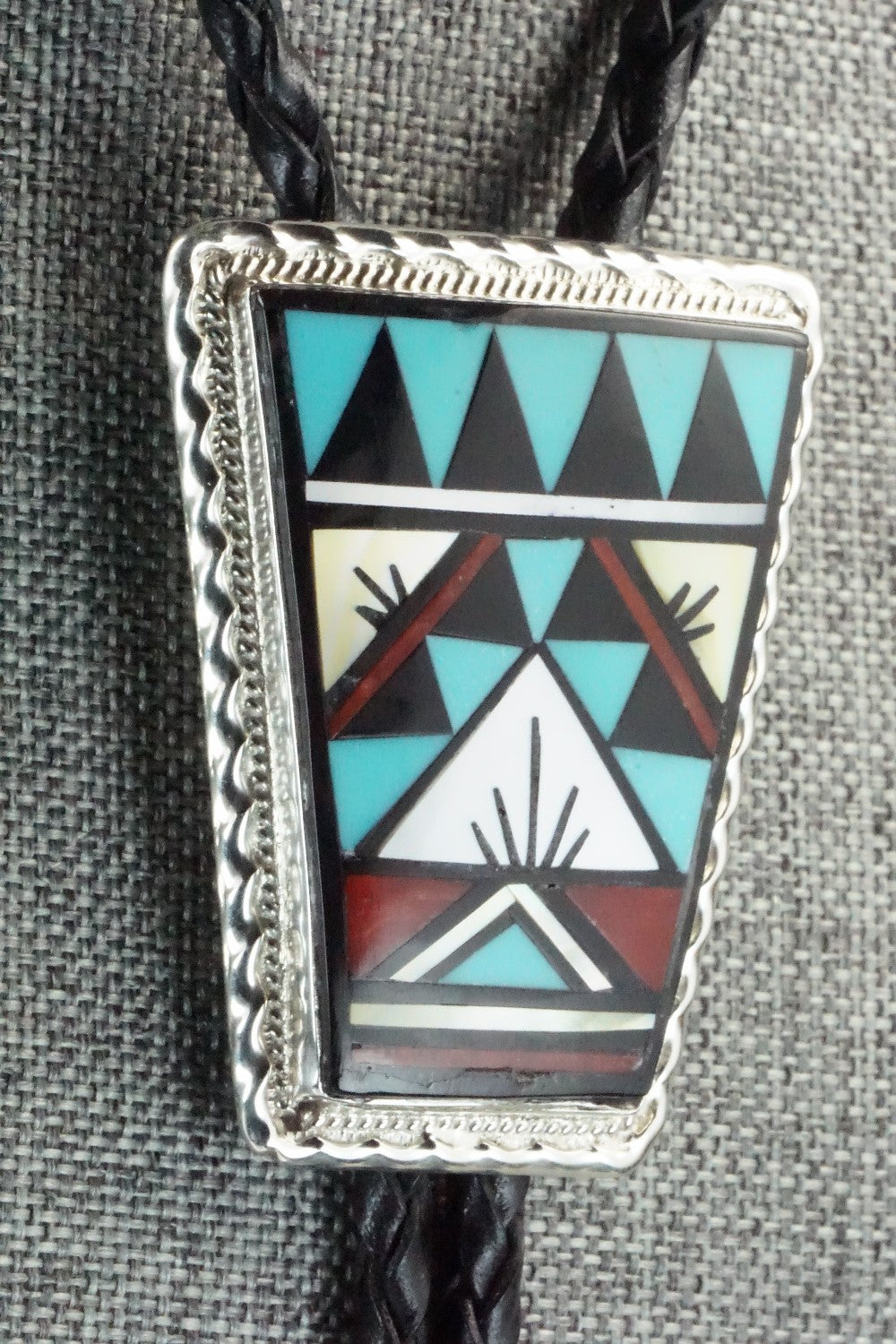 Multi Stone & Sterling Silver Inlay Bolo Tie - Rydell Yuselew