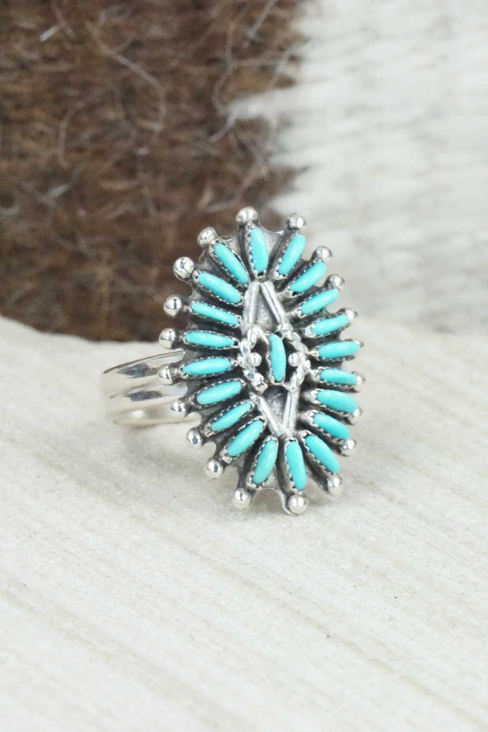 Turquoise & Sterling Silver Ring - Connie Wyaco - Size 6.5
