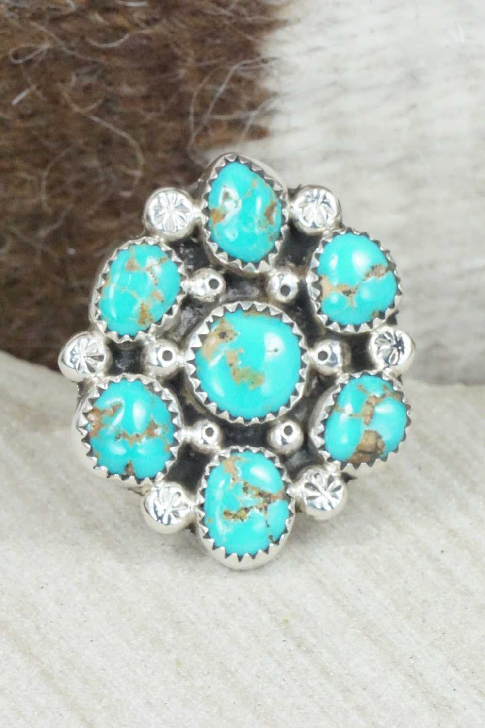 Turquoise & Sterling Silver Ring - Priscilla Reeder - Size - 7.75