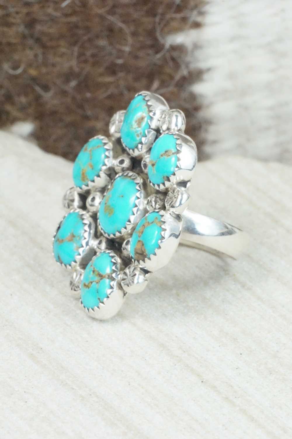 Turquoise & Sterling Silver Ring - Priscilla Reeder - Size - 7.75