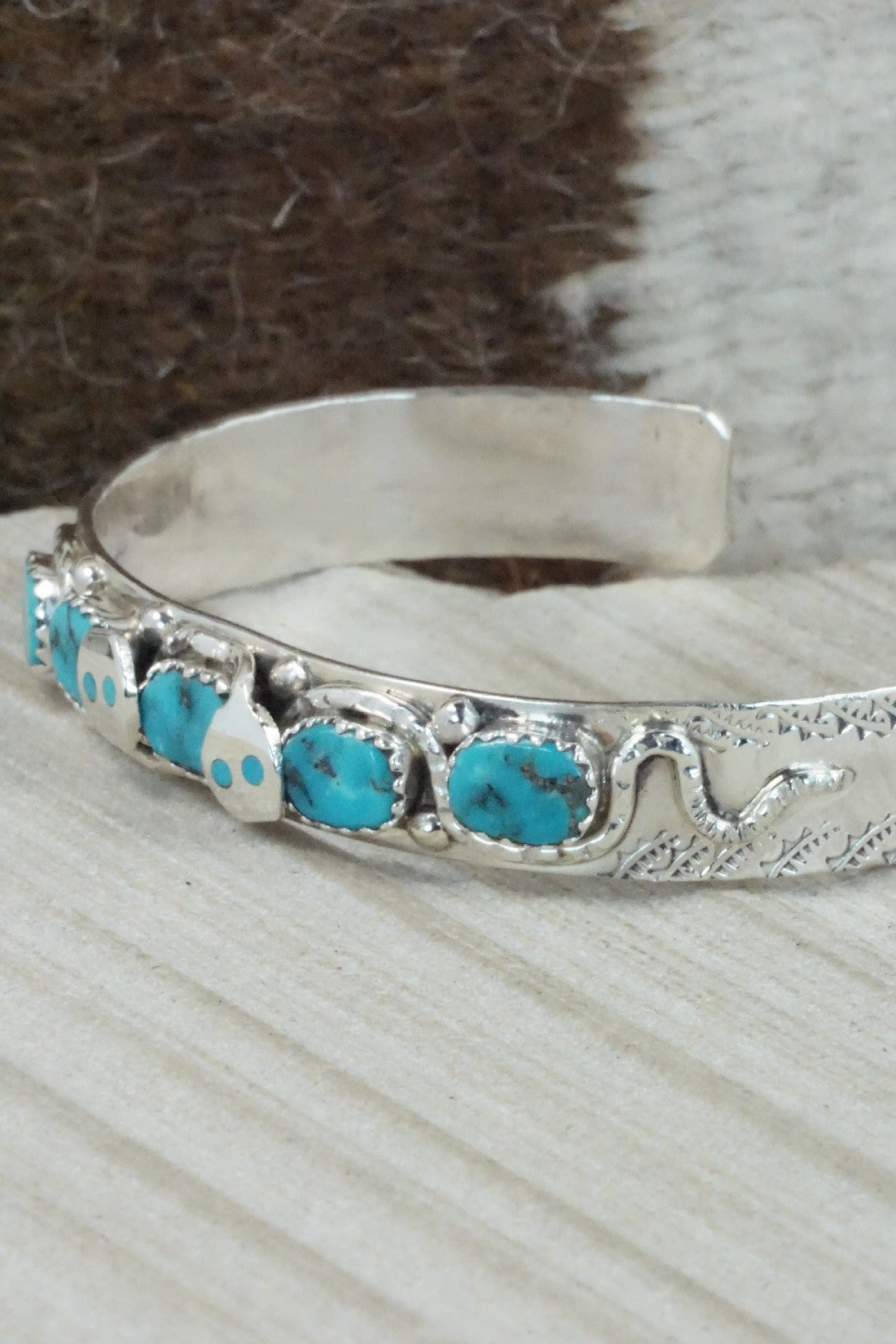 Turquoise & Sterling Silver Bracelet - Joy Calavaza