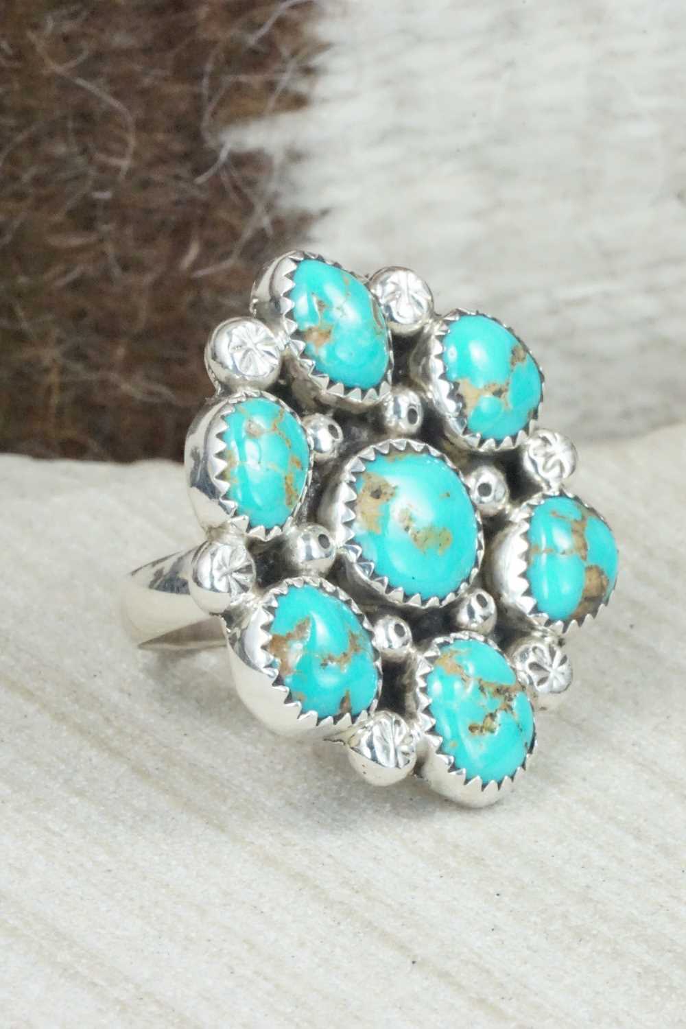 Turquoise & Sterling Silver Ring - Priscilla Reeder - Size - 7.75