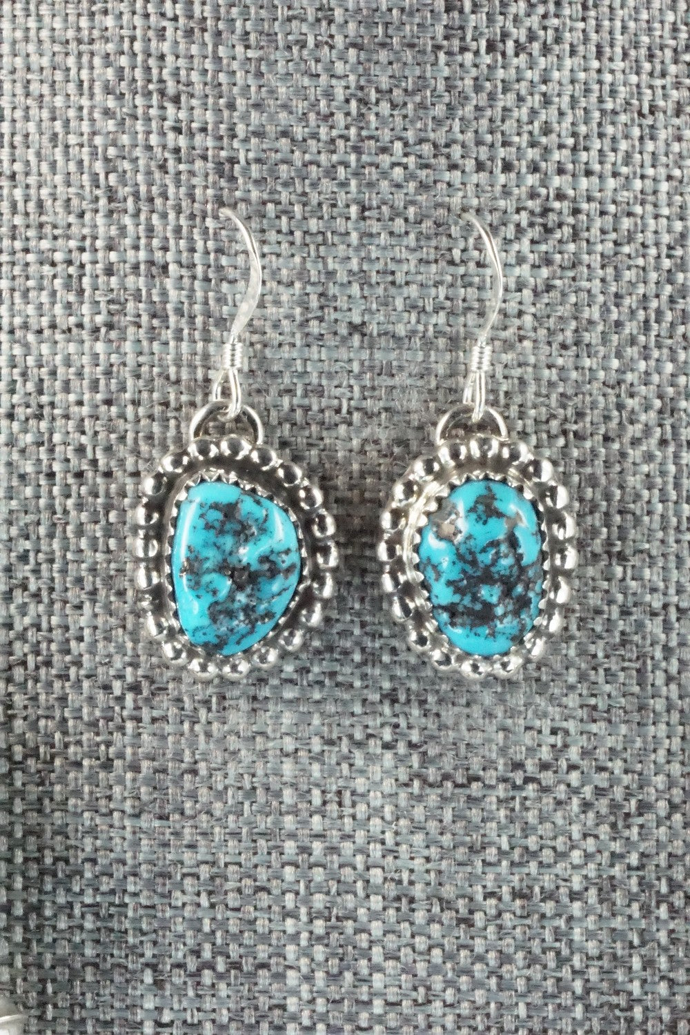 Turquoise & Sterling Silver Squash Blossom Necklace and Earrings - Vernon Johnson