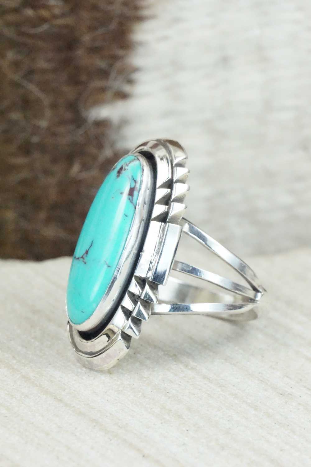 Turquoise & Sterling Silver Ring - Andrew Vandever - Size 8.75