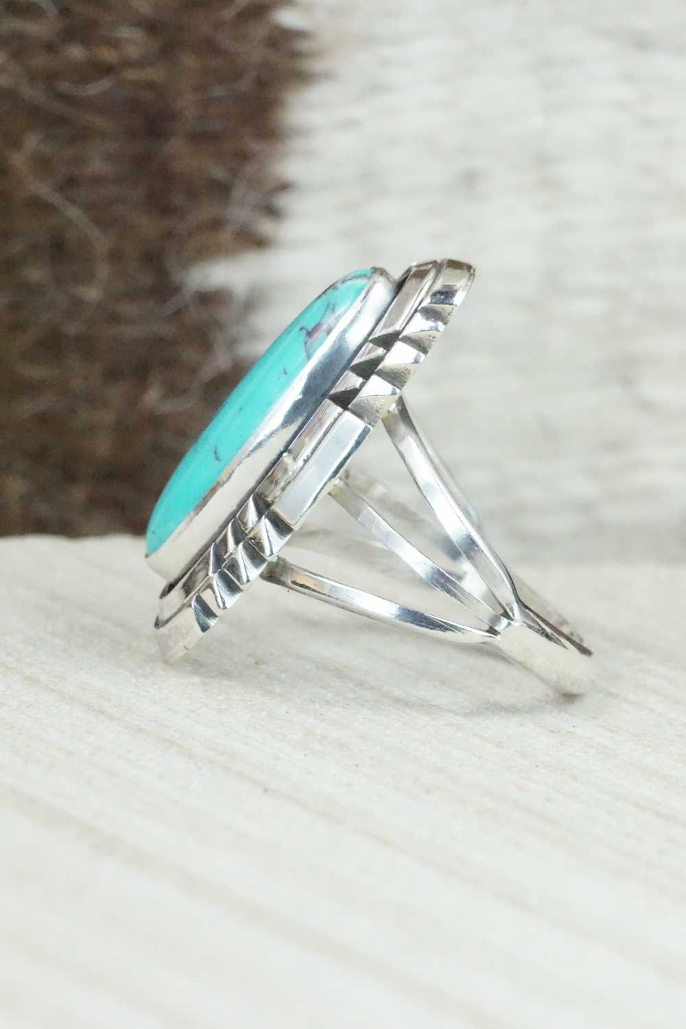 Turquoise & Sterling Silver Ring - Andrew Vandever - Size 8.75