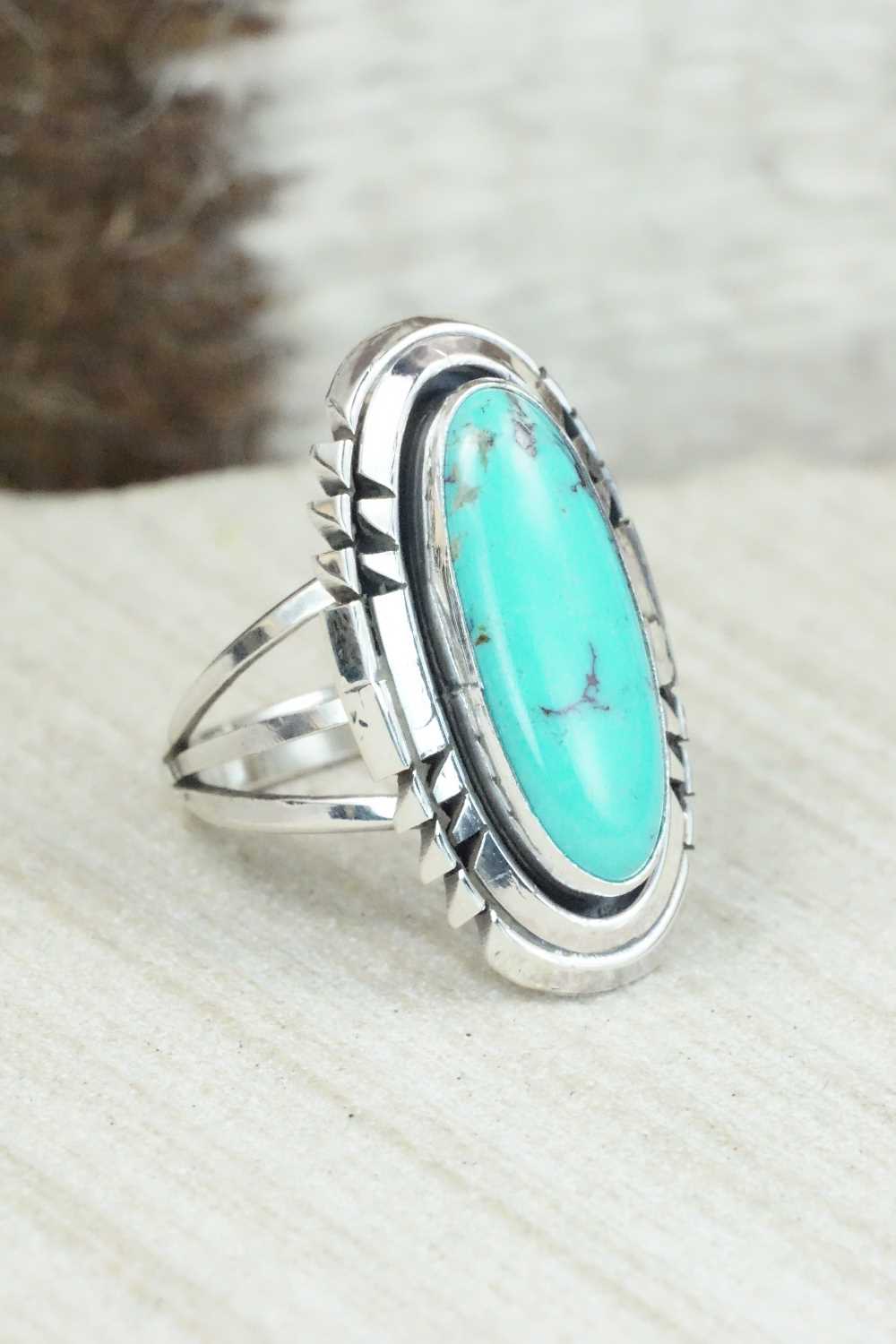 Turquoise & Sterling Silver Ring - Andrew Vandever - Size 8.75