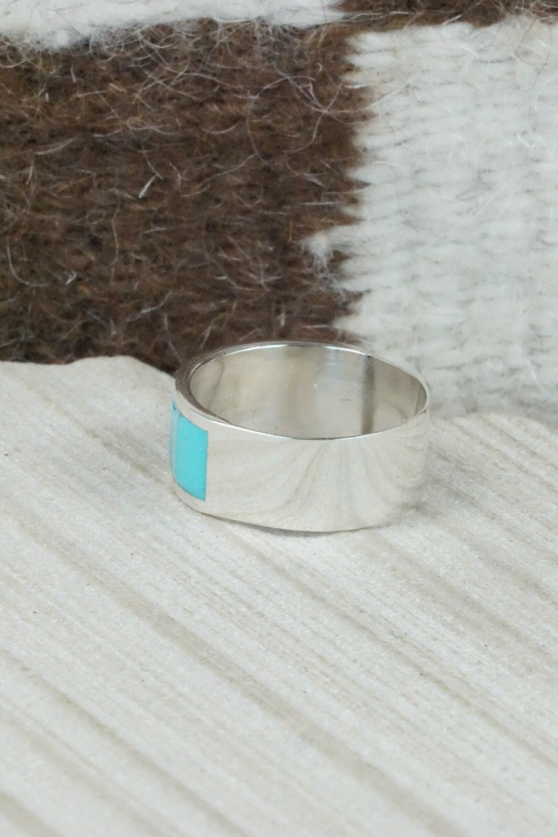 Turquoise & Sterling Silver Ring - Bernard Cachini - Size 10.75