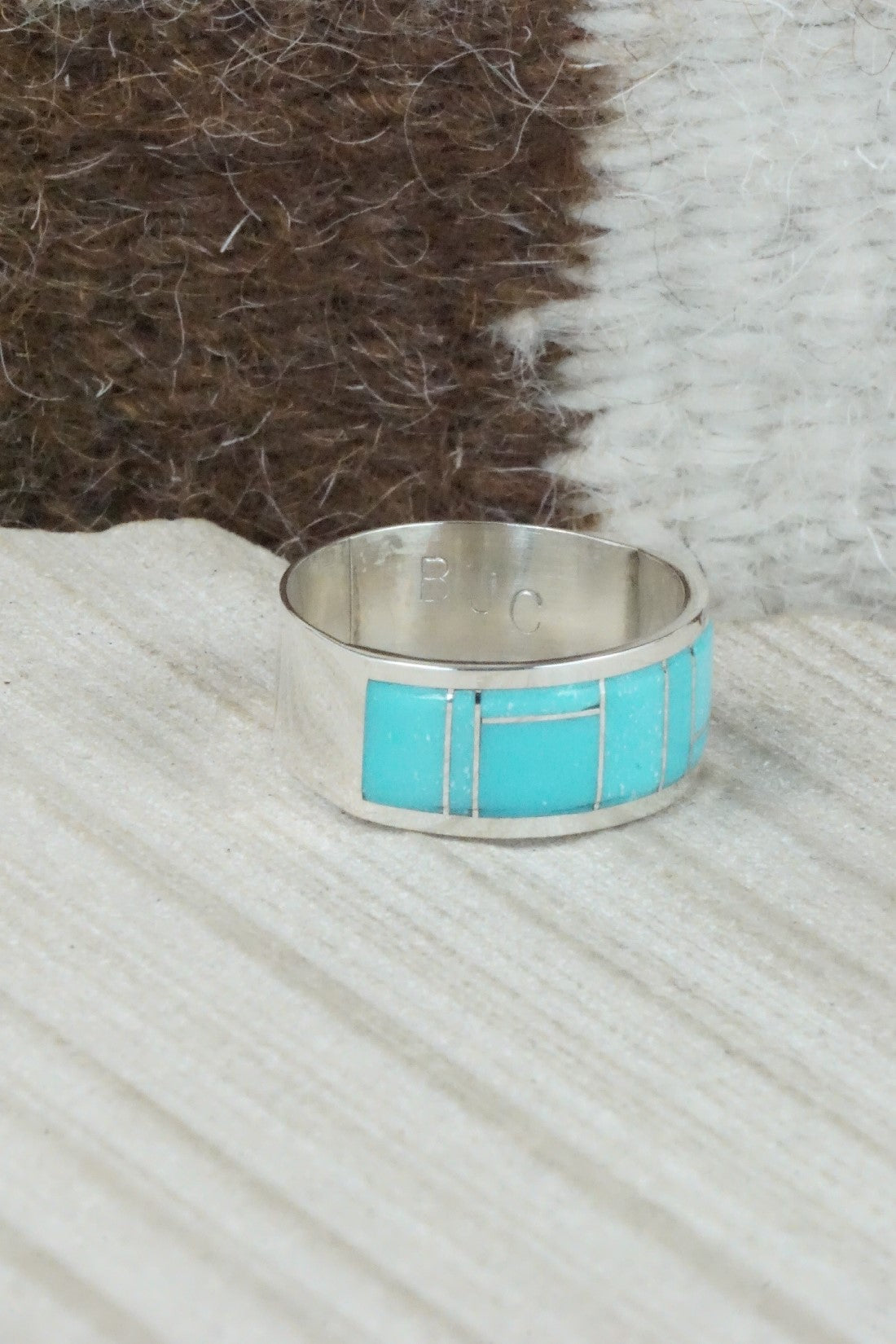 Turquoise & Sterling Silver Ring - Bernard Cachini - Size 10.75