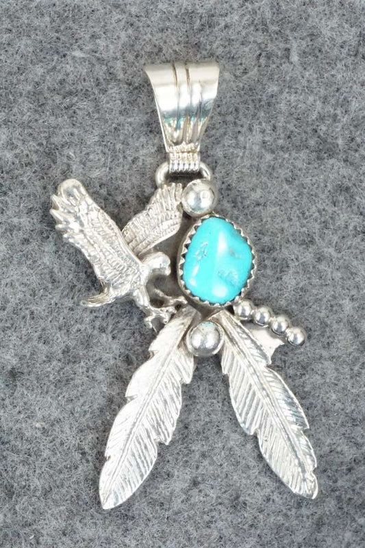 Turquoise and Sterling Silver Pendant - Genevieve Francisco