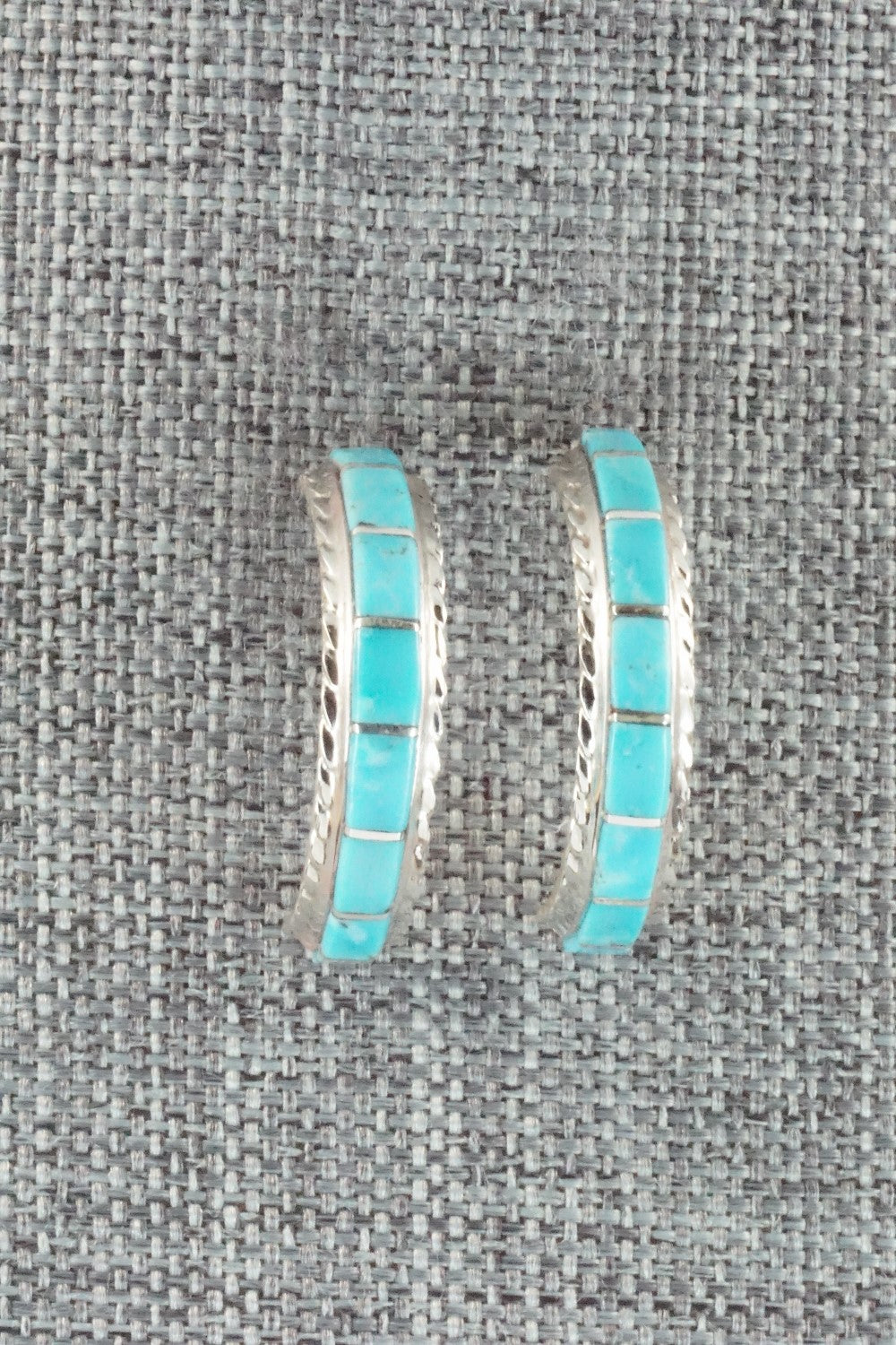 Turquoise & Sterling Silver Inlay Earrings - Malcolm Chavez