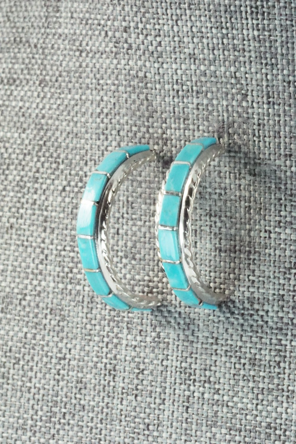 Turquoise & Sterling Silver Inlay Earrings - Malcolm Chavez