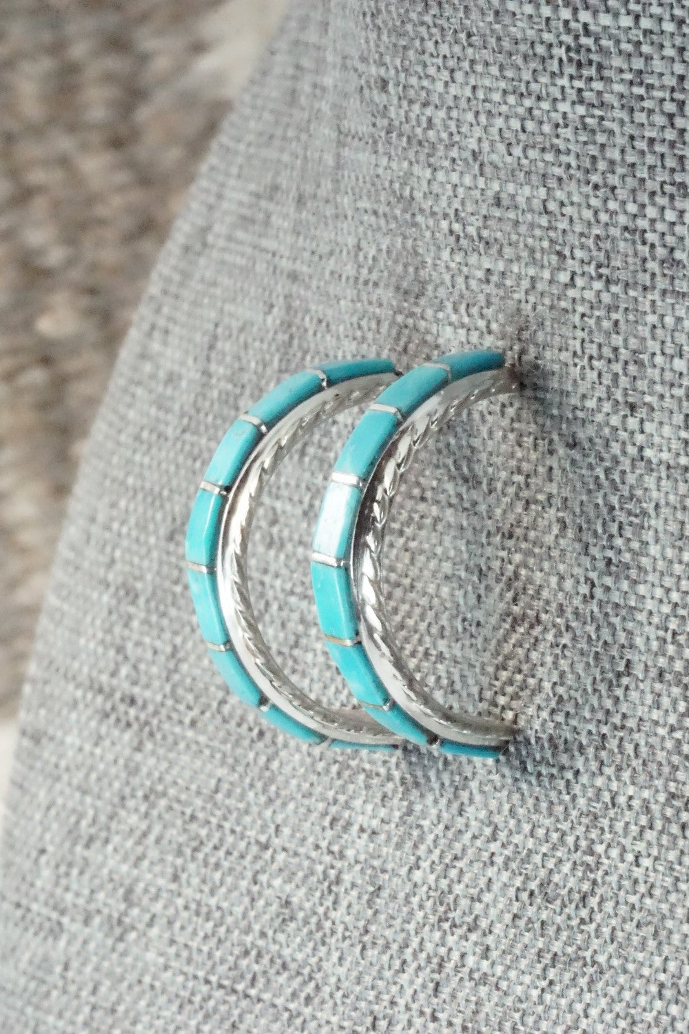 Turquoise & Sterling Silver Inlay Earrings - Malcolm Chavez