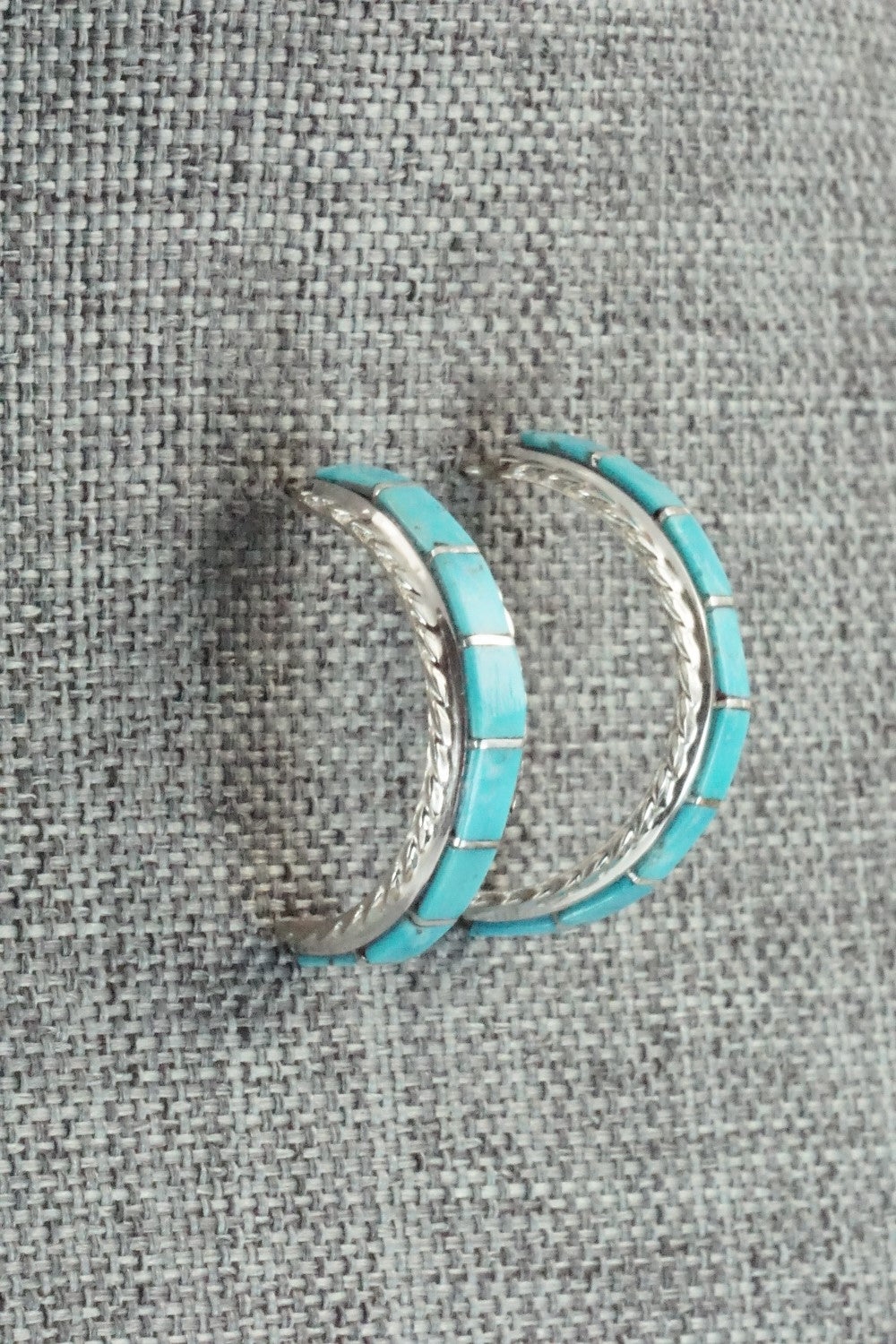 Turquoise & Sterling Silver Inlay Earrings - Malcolm Chavez