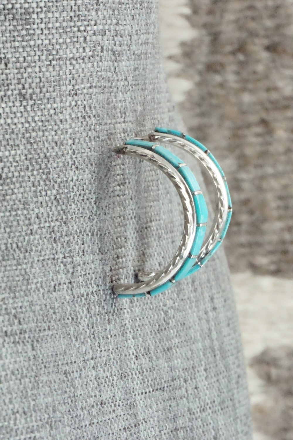 Turquoise & Sterling Silver Inlay Earrings - Malcolm Chavez