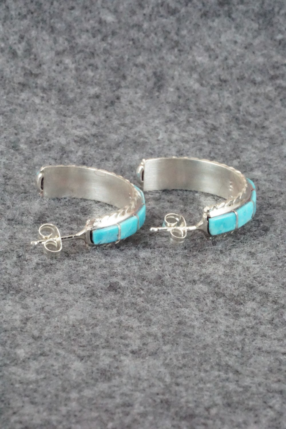Turquoise & Sterling Silver Inlay Earrings - Malcolm Chavez