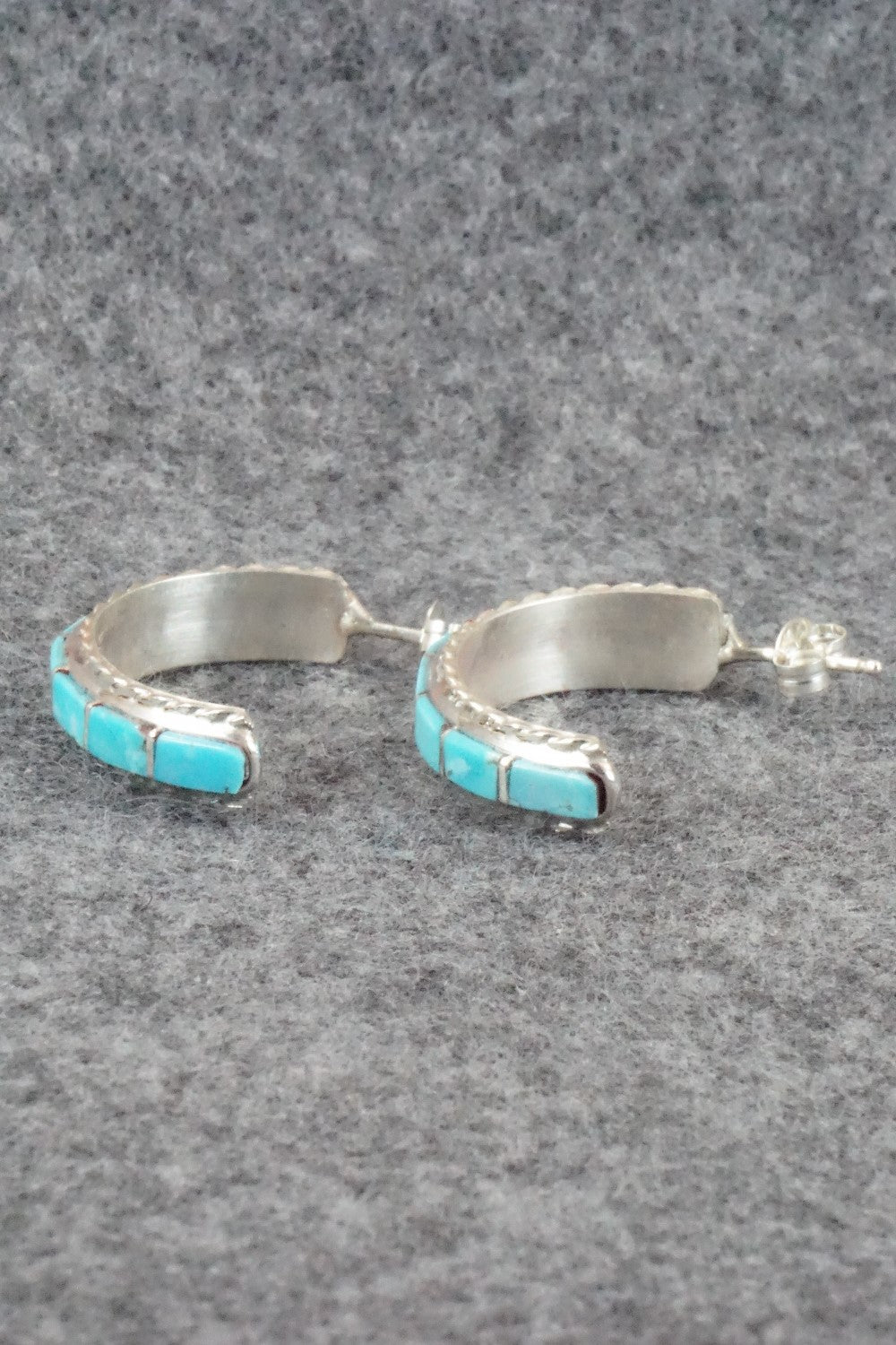 Turquoise & Sterling Silver Inlay Earrings - Malcolm Chavez
